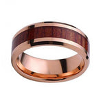 Tungsten Carbide Rose Gold & Koa Wood Ring