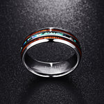 Tungsten Carbide Opal & Koa Wood Ring