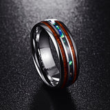 Tungsten Carbide Opal & Koa Wood Ring