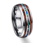 Tungsten Carbide Opal & Koa Wood Ring